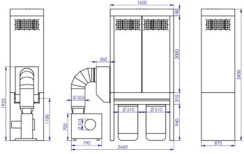 Odsávání ADAMIK FT 725N 4 kW A rozměry