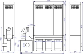 Filter unit ADAMIK FT 747N 7,5 kW A dimensions